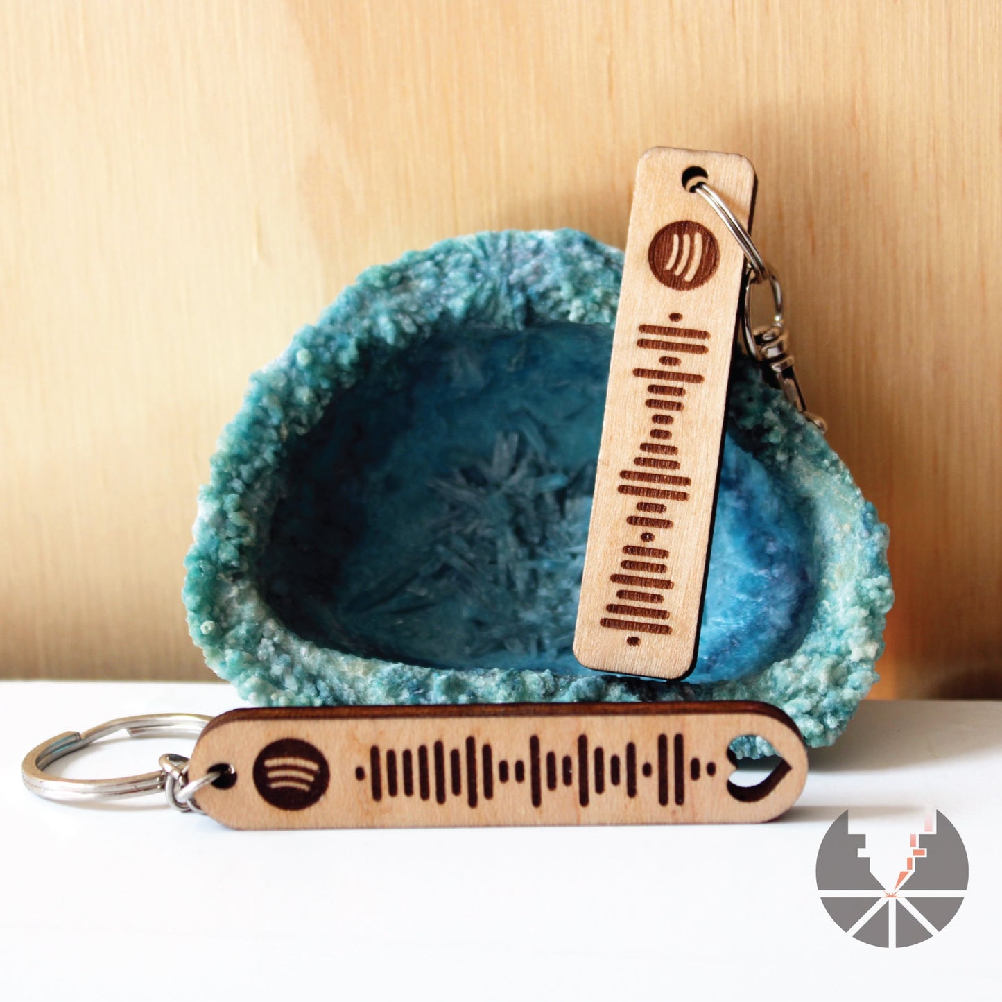 Spotify music Keychain Wood lover keyring custom personalized Gift for him gift for playlist scannable