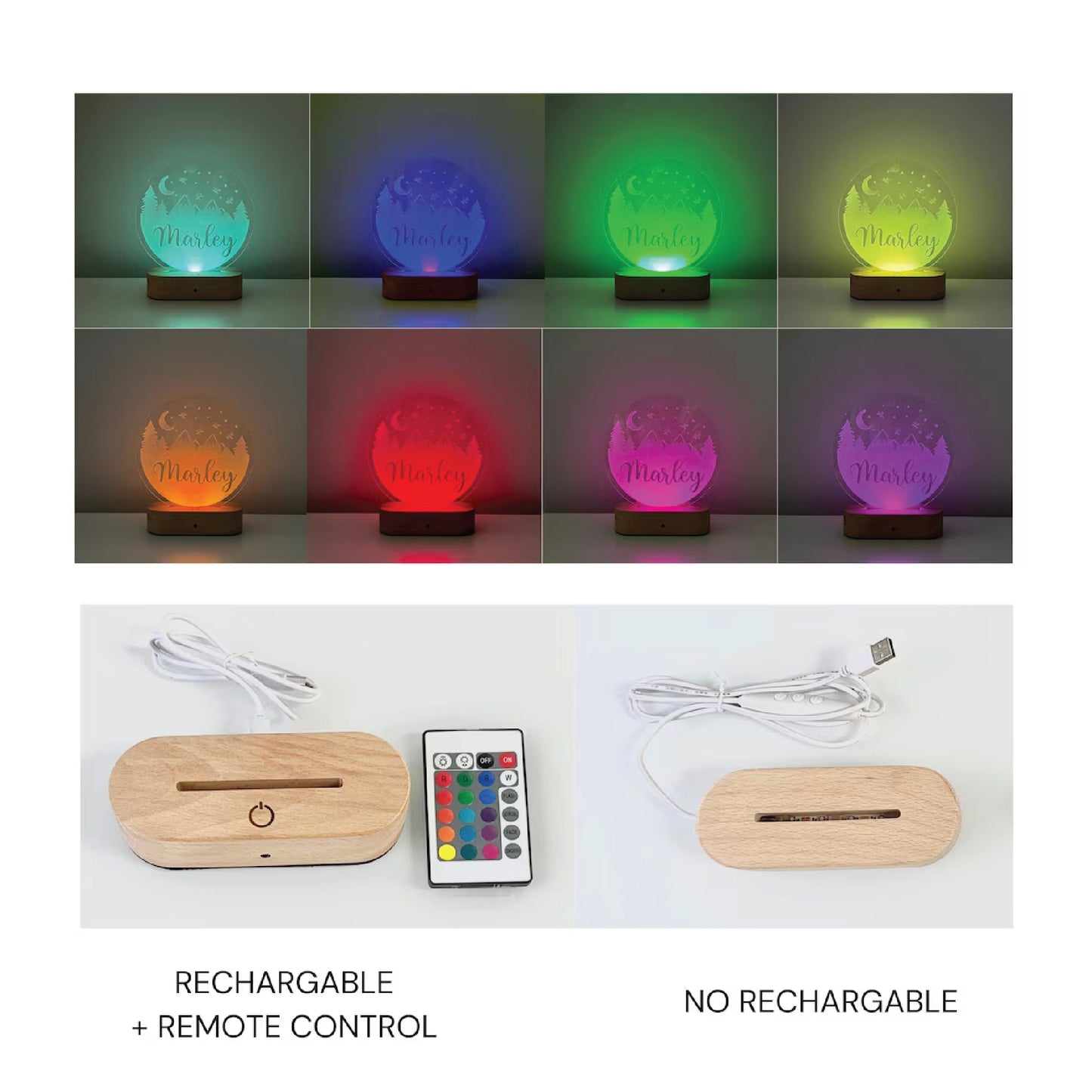 Custom Engraved LED Night Light - Personalized Acrylic Lamp