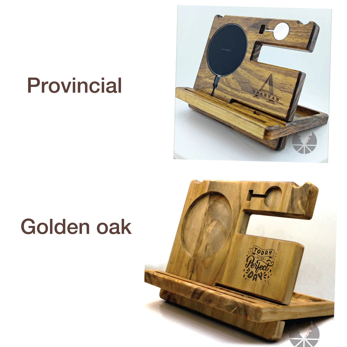 Custom Wooden Docking Station Apple watch stand iPhone charger wallet shelf Personalized Gift for him Valentine's Day gift couple lovers