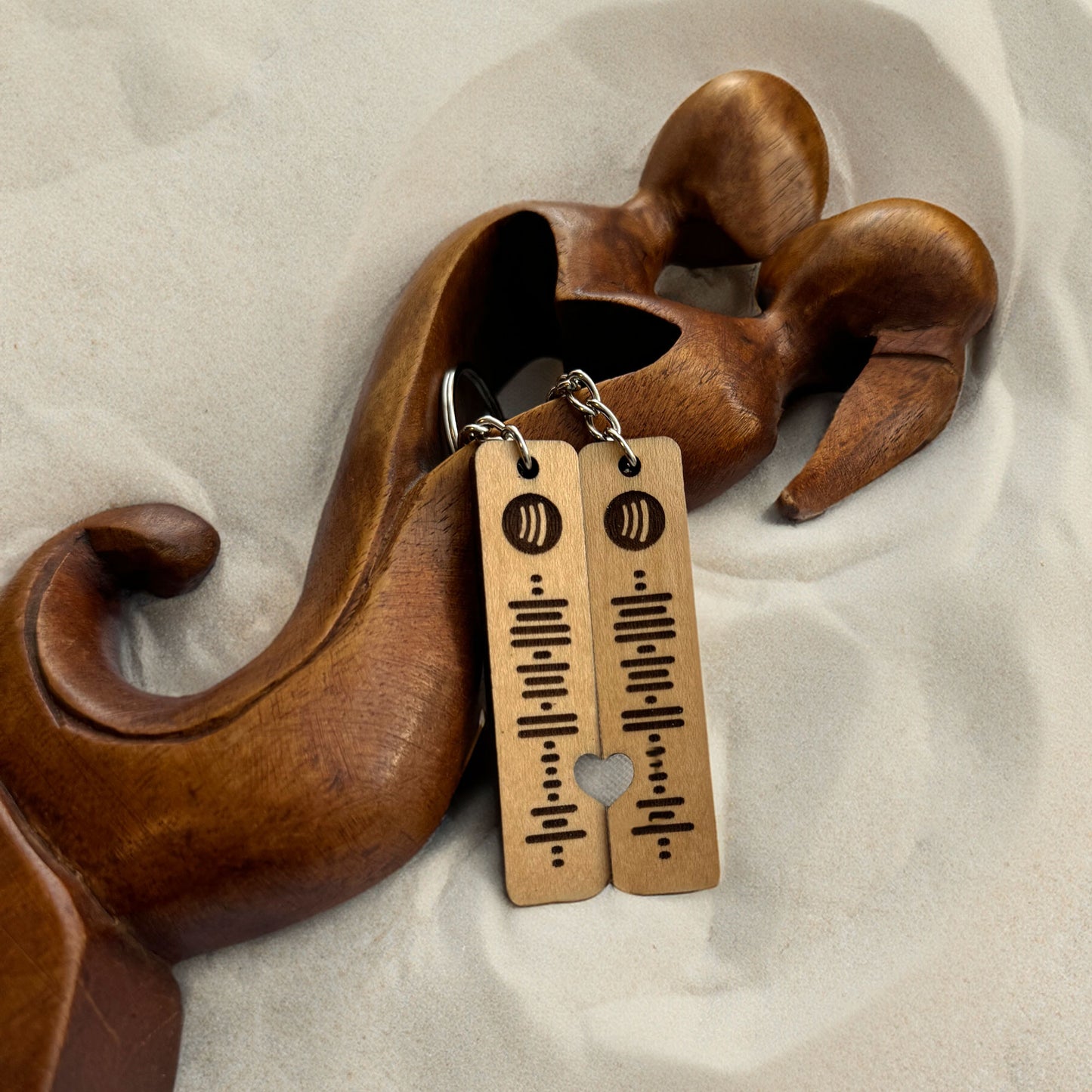 Spotify music Keychain Wood lover keyring custom personalized Gift for him gift for playlist scannable