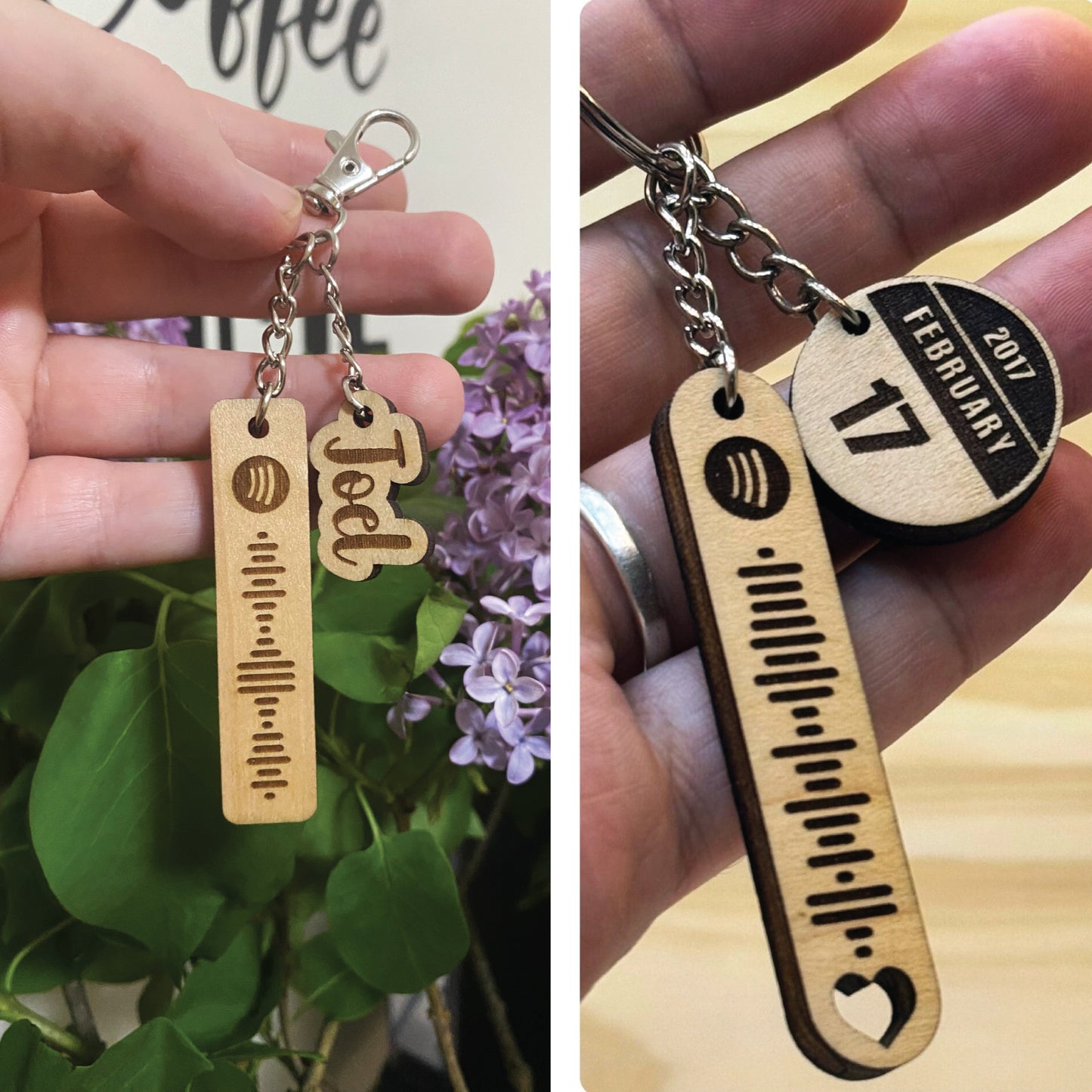 Spotify music Keychain Wood lover keyring custom personalized Gift for him gift for playlist scannable