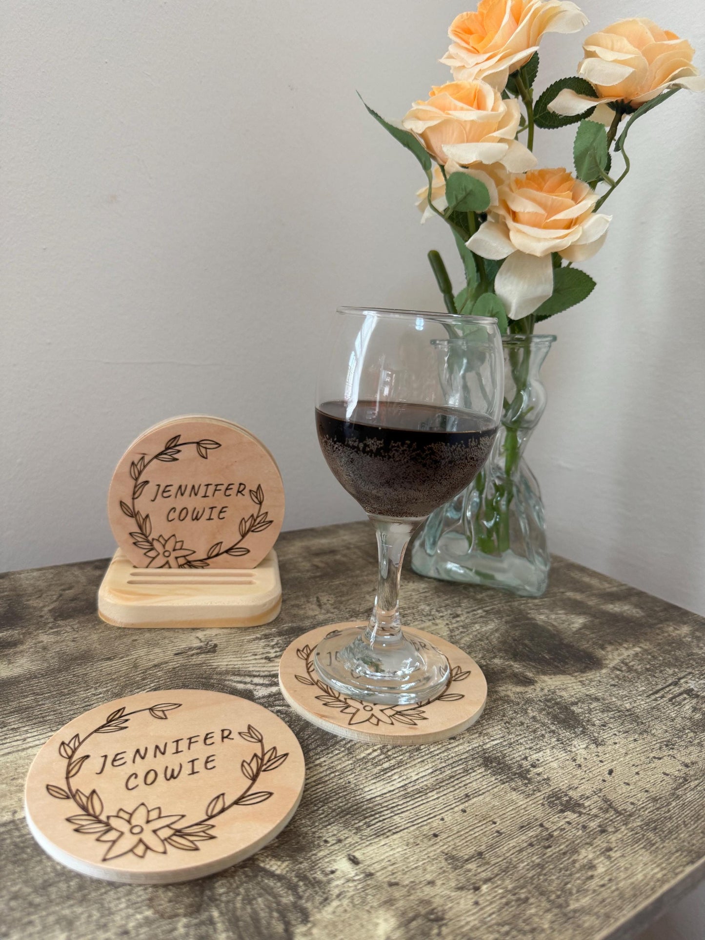 Wedding Guest Favors, Custom Coasters, Unique, Wedding Guest Gifts, Engraved Personalized Text