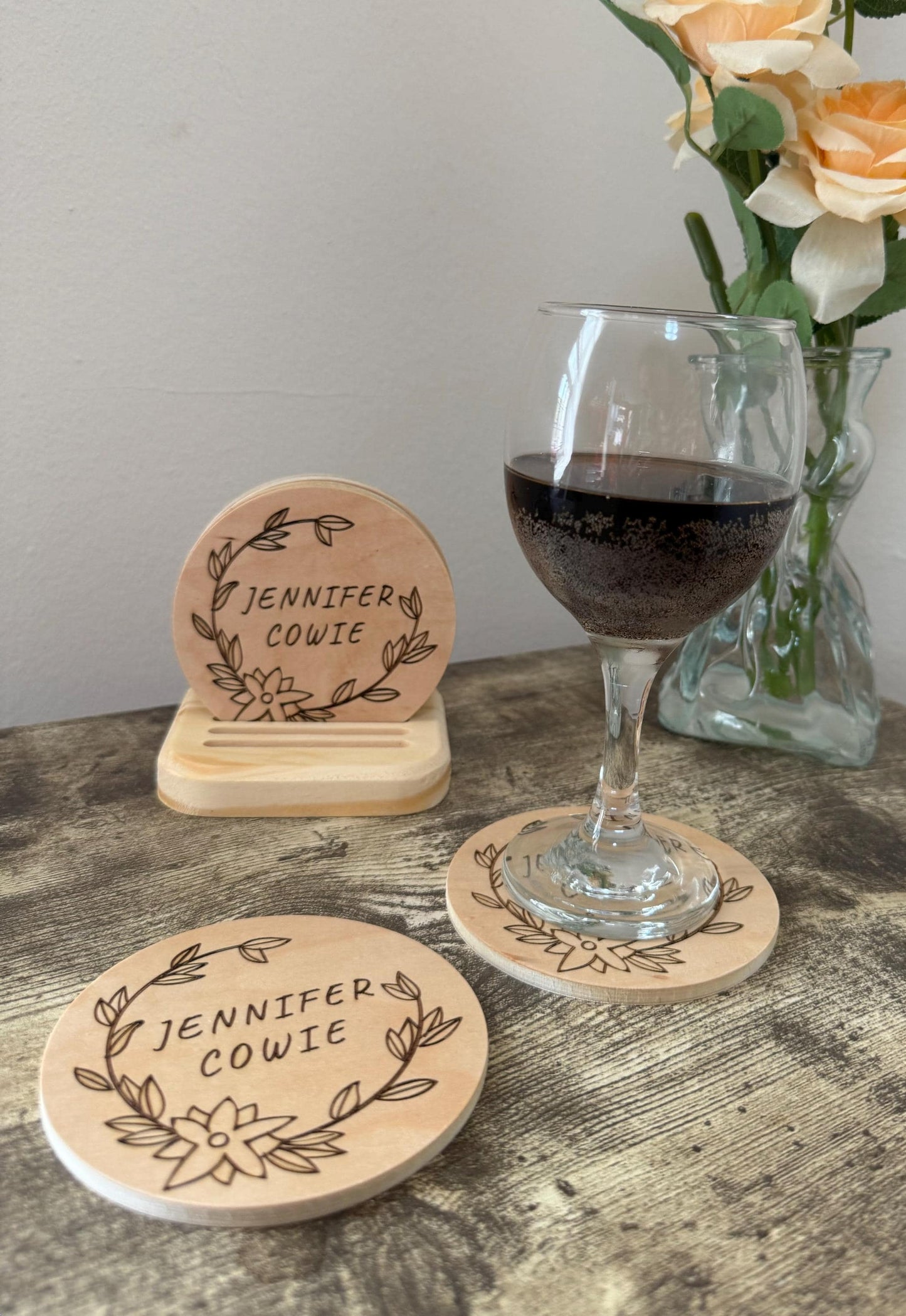 Wedding Guest Favors, Custom Coasters, Unique, Wedding Guest Gifts, Engraved Personalized Text