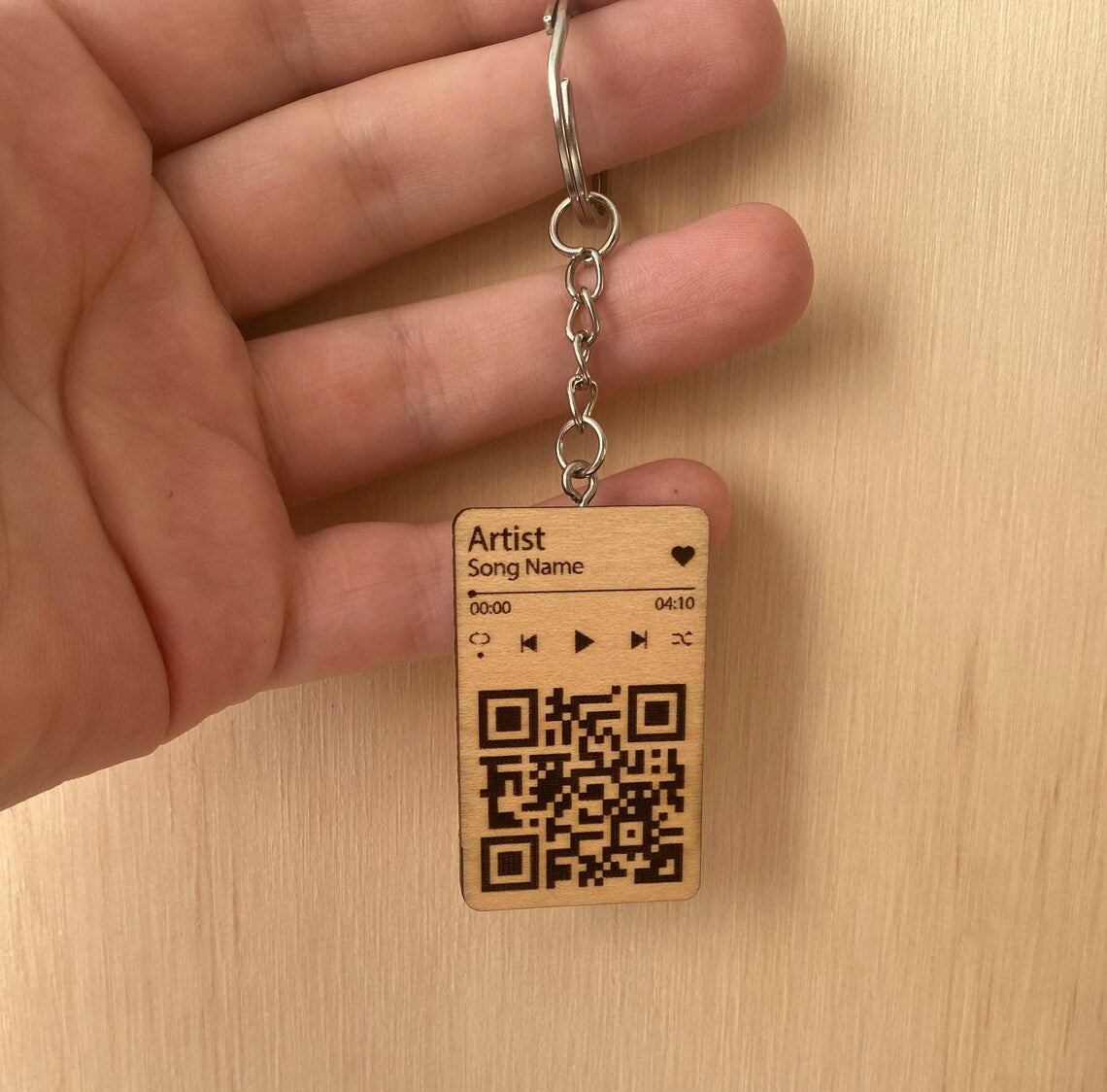 Wooden QR Code Keychain Engraved QR Code Keyring Website Music Video on a Keyring, Apple Music Keychain Selena imagine dragons Rema