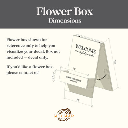 Custom Wedding Welcome Sign Decal | Personalized Vinyl Sticker for Flower Box A-Frame Easel