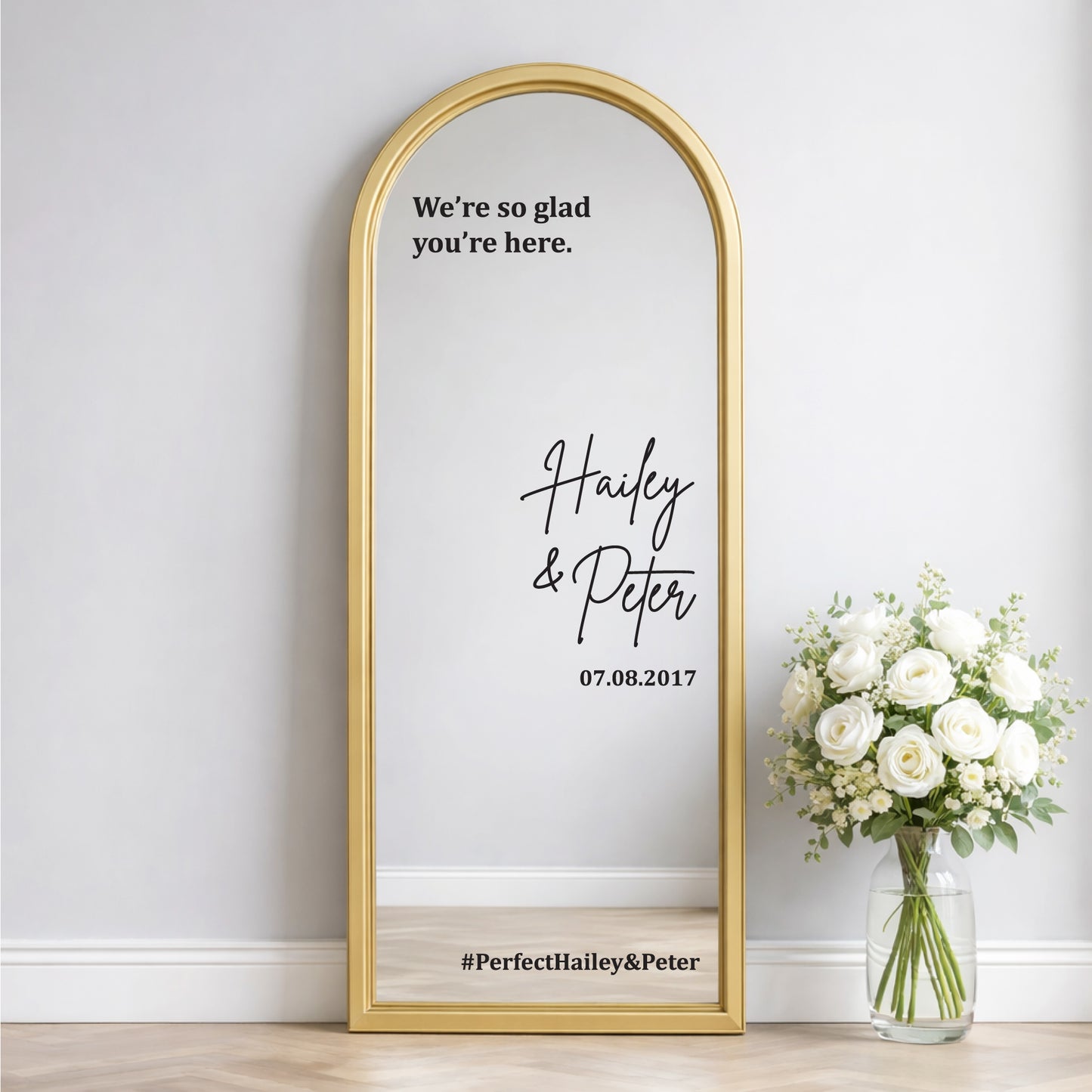 Custom Wedding Mirror Decal, Shower, Parties, Events, Personalized Welcome Sign, Personalized Vinyl Sticker for Mirror, Reception Decor