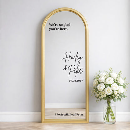 Custom Wedding Mirror Decal, Shower, Parties, Events, Personalized Welcome Sign, Personalized Vinyl Sticker for Mirror, Reception Decor