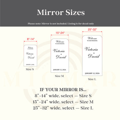 Custom Wedding Mirror Decal, Shower, Parties, Events, Personalized Welcome Sign, Personalized Vinyl Sticker for Mirror, Reception Decor