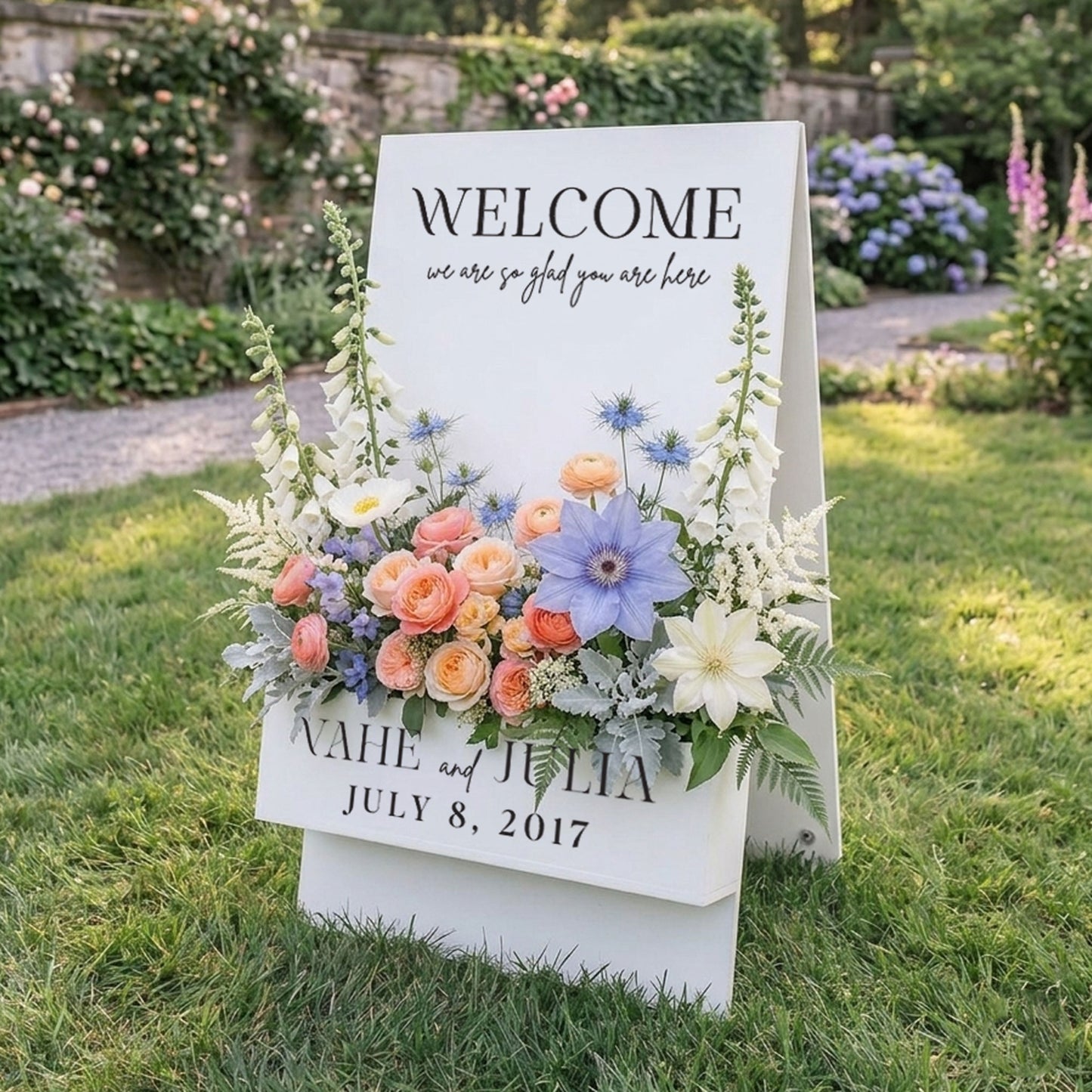 Custom Wedding Welcome Sign Decal | Personalized Vinyl Sticker for Flower Box A-Frame Easel