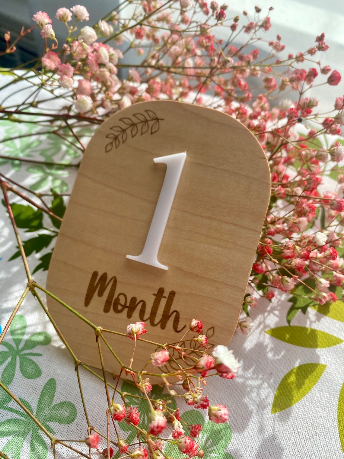 Personalized Monthly Milestone Baby Discs, Wooden Markers for Baby Shower & Month Photos newborn