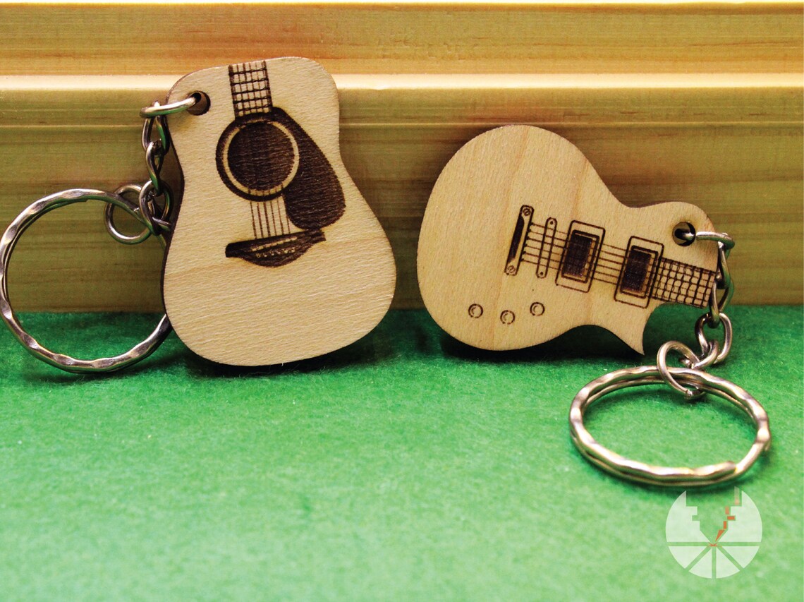 Wooden Guitar keychain Custom Engraved  acoustic electric keyring personalized Music Lover's text creative Spanish Mexican