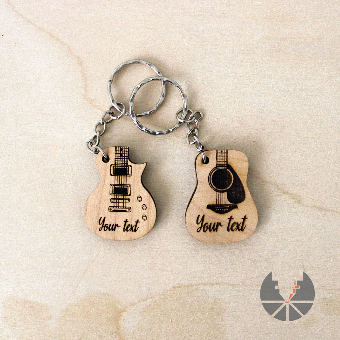 Wooden Guitar keychain Custom Engraved  acoustic electric keyring personalized Music Lover's text creative Spanish Mexican