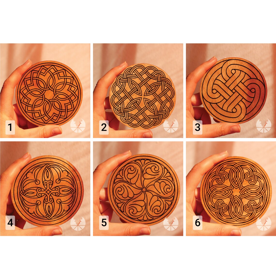 Custom Armenian Ornament Coasters with Holder Personalized Wood Coaster Set for Weddings & Housewarming Gifts