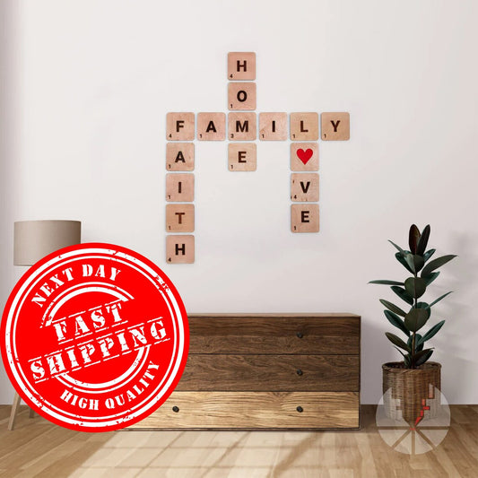 Scrabble wall wooden tiles word tiles wooden letters gift housewarming names family members personalized custom engraved mothers day